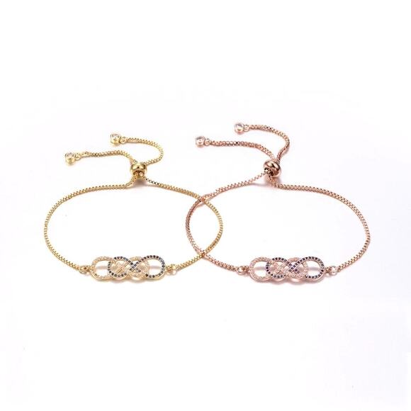 Unbranded Jewelry - Gold and Rose Gold Plated Adjustable CZ Crystal Infinity Bracelet